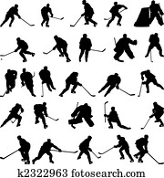 pozemný hokej, silhouettes, set