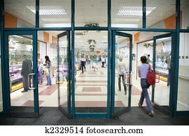 the entrance into the store the entrance into the store