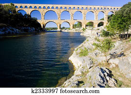 ローマの水道橋, 交差, ∥, gardon, 川, pont du gard, 南, フランス 