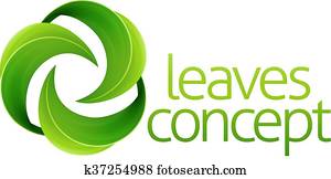 bladeren, cirkel, concept