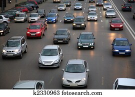 cars on evening road cars on evening road