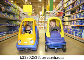 Children In The Toy Automobiles In The Stock Image  K2330253 