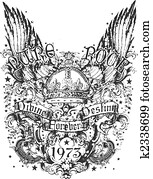 Crown And Wing Tribal Illustration Crown And Wing Tribal Illustration