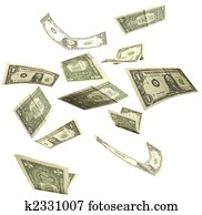 dollars fall isolated on white background 2