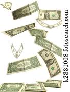 dollars fall isolated on white background