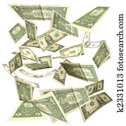 dollars fall isolated on white background 3