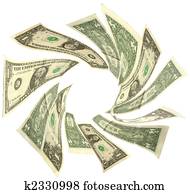 dollars vortex isolated on white background