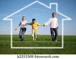 family grass sky. dream house family grass sky. dream house
