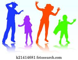 Happy family silhouettes Happy family silhouettes