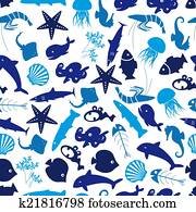 fish and sea life seamless pattern eps10