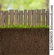 garden soil with wooden fence