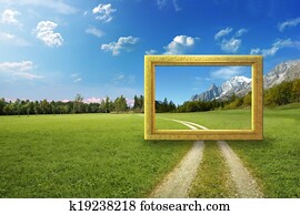 idyllic, paisagem, quadro