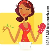 sexi, mulher, cozinheiro