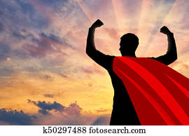 Silhouette of confident and strong businessman superman Silhouette of confident and strong businessman superman
