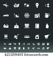 Supply chain and logistic icons on gray background