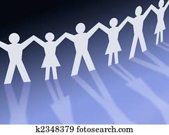 teamwork, mensen, schaduwfiguur, illustratie, gemeenschap