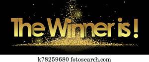 the winner is in golden stars and black background the winner is in golden stars and black background
