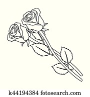 Two roses icon in outline style isolated on white background. Funeral ceremony symbol stock vector illustration. Two roses icon in outline style isolated on white background. Funeral ceremony symbol stock vector illustration.