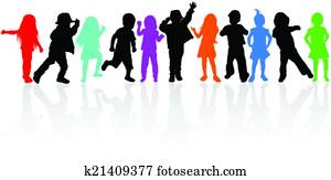 שמח, ילדים, צלליות