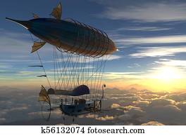 ファンタジー 飛行船 Zeppelin の飛行船 Balloon ３ｄ イラスト クリップアート K Fotosearch