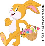 Easter bunny with bucket of eggs Easter bunny with bucket of eggs