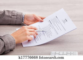 executiva, prendendo contrato, papel