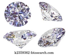 Four view of diamond isolated on white Four view of diamond isolated on white