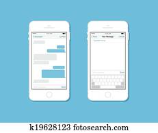 Messaging and chatting on mobile phone vector template Messaging and chatting on mobile phone vector template