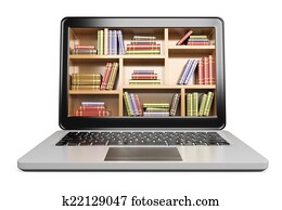 3D Laptop. Digital Library concept 3D Laptop. Digital Library concept