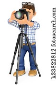 3D Photographer with camera and tripod taking a picture 3D Photographer with camera and tripod taking a picture
