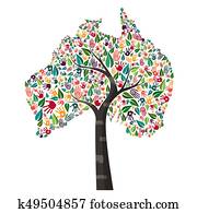 Australia hand print tree symbol for world help