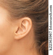 cima, de, mulher, orelha