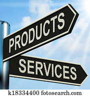 produtos, serviços, signpost, mostra, negócio, mercadoria, e, servic