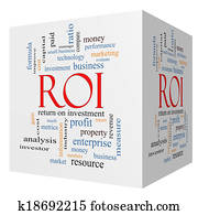 ROI 3D cube Word Cloud Concept