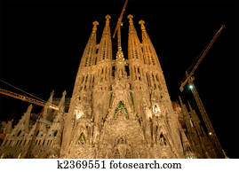 Sagrada Familia at night, Barcelona Spain Sagrada Familia at night, Barcelona Spain