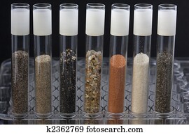 sand in laboratory testing tubes