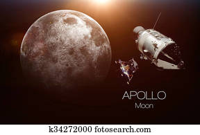 ירח, -, אפולו, spacecraft., זה, דמות, יסודות, ספק, על ידי, nasa.