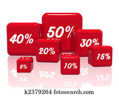 different percentages in red different percentages in red