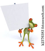 Fun frog with a blank sign Fun frog with a blank sign
