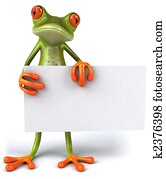 Fun frog with a blank sign Fun frog with a blank sign