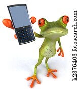 Fun frog with a phone Fun frog with a phone
