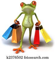 Fun frog with shopping bags Fun frog with shopping bags