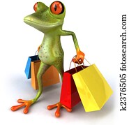 Fun frog with shopping bags Fun frog with shopping bags