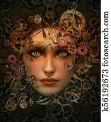 Steampunk Portrait Colour 3d CG Steampunk Portrait Colour 3d CG