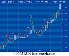 Stock Market Chart on Blue Background Stock Market Chart on Blue Background