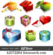 vektor, set:, geschenk boxt vektor, set:, geschenk boxt