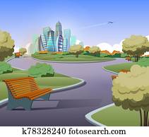 ירוק, פארקלאנד, עם, עצים, ב, עיר