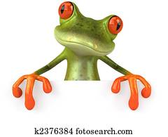 כיף, צפרדע, עם, a, סימן ריק