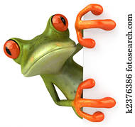 כיף, צפרדע, עם, a, סימן ריק