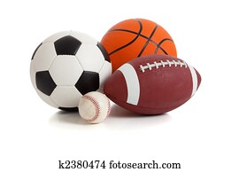 Assorted Sports Balls on White Assorted Sports Balls on White
